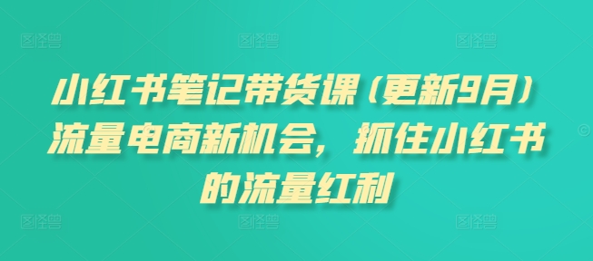 086-20240910-小红书笔记带货课(更新9月)流量电商新机会，抓住小红书的流量红利