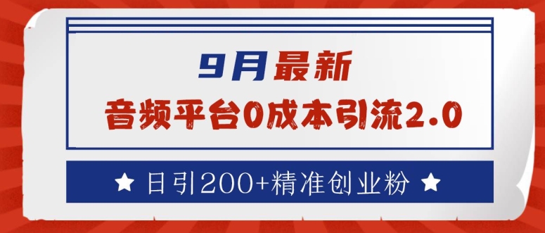 133-20240914-9月最新：音频平台0成本引流，日引200+精准创业粉【揭秘】