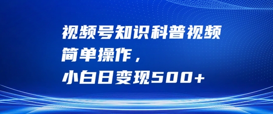 175-20240919-视频号知识科普视频，简单操作，小白日变现500+【揭秘】