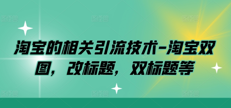 196-20240921-淘宝的相关引流技术-淘宝双图，改标题，双标题等