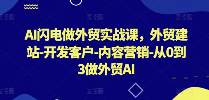 248-20240419-AI闪电做外贸实战课，​外贸建站-开发客户-内容营销-从0到3做外贸AI⭐AI闪电做外贸实战课，?外贸建站-开发客户-内容营销-从0到3做外贸AI（更新）