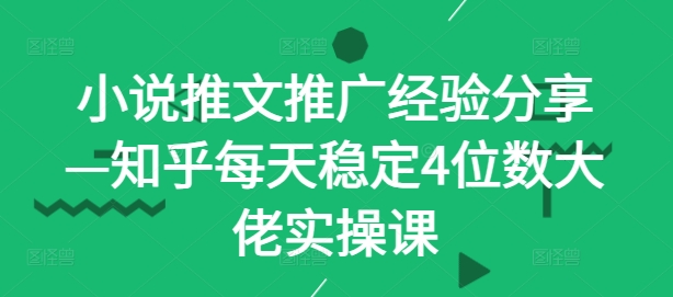 229-20240924-小说推文推广经验分享—知乎每天稳定4位数大佬实操课