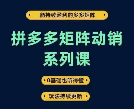 236-20240925-拼多多矩阵动销系列课，能持续盈利的多多矩阵，0基础也听得懂，玩法持续更新