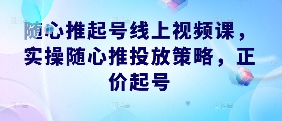 257-20240927-随心推起号线上视频课，实操随心推投放策略，正价起号