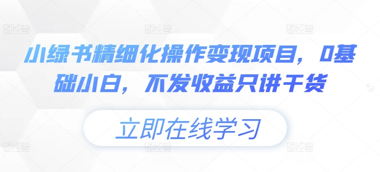 276-20240929-小绿书精细化操作变现项目，0基础小白，不发收益只讲干货