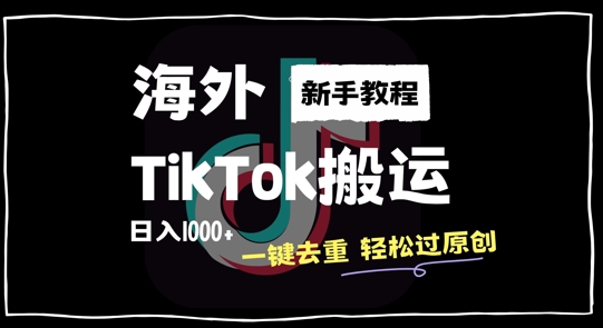 047-20241006-2024最新海外TikTok搬运玩法，一键去重轻松过原创，新手无经验也能日入1k【揭秘】