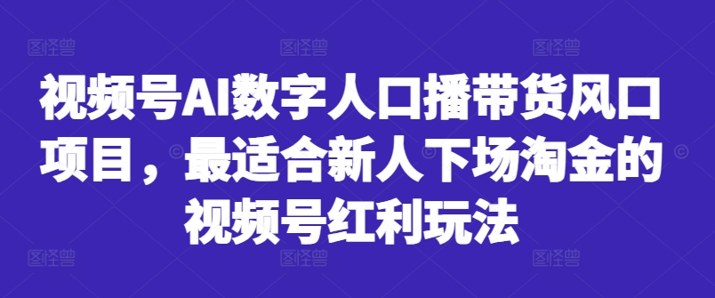 065-20241009-视频号AI数字人口播带货风口项目，最适合新人下场淘金的视频号红利玩法