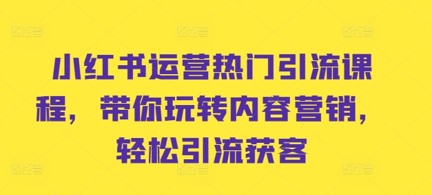 101-20241012-小红书运营热门引流课程，带你玩转内容营销，轻松引流获客