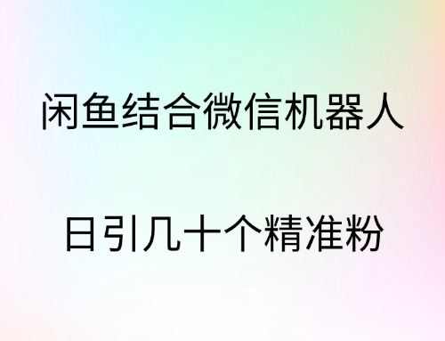 闲鱼结合微信机器人 日引几十个精准粉⭐闲鱼结合微信机器人，日引几十个精准粉