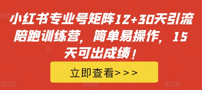 152-20241017- 小红书专业号矩阵12+30天引流陪跑训练营，简单易操作，15天可出成绩!