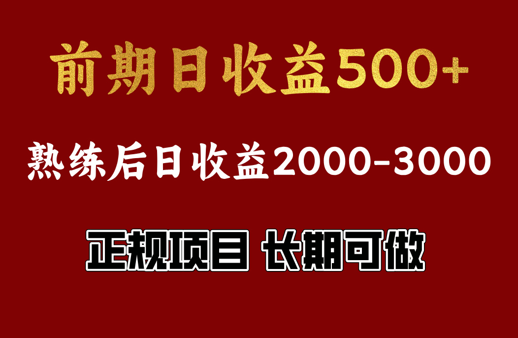 项目TO⭐前期日收益500，熟悉后日收益2000左右，正规项目，长期能做，兼职全职都行