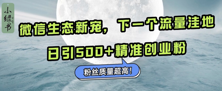 微信生态新宠小绿书：下一个流量洼地，日引500+精准创业粉，粉丝质量超高⭐微信生态新宠小绿书：下一个流量洼地，粉丝质量超高