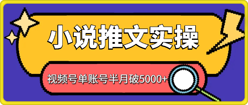 1001-小说推文—视频号玩法实操，单账号半月破5000+收益⭐小说推文—视频号玩法实操，单账号半月破5000 收益