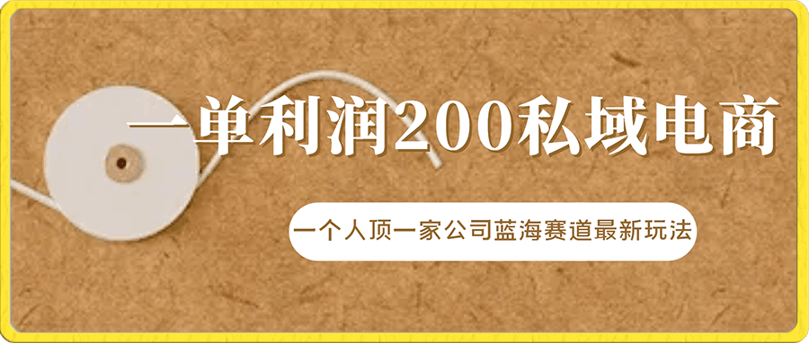 0101-一单利润200私域电商做的好，一个人顶一家公司蓝海赛道最新玩法【揭秘】