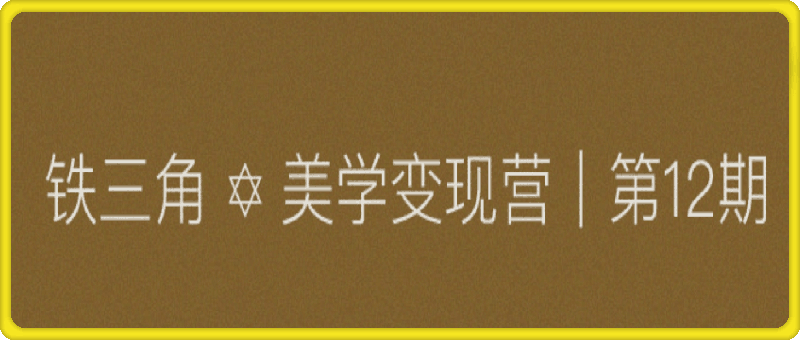 1001铁三角美学变现营（第12期）⭐美学变现营，教你会·带你练·解你惑，年入千万的朋友圈美学心法