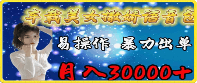 0402车载女生撒娇语音包，易操作，暴力出单，月入30000+