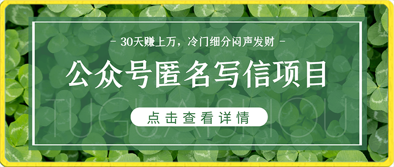 0204公众号匿名写信项目，30天赚上万，冷门细分闷声发财⭐公众号匿名写信项目，30天赚上万，冷门细分闷声发财！