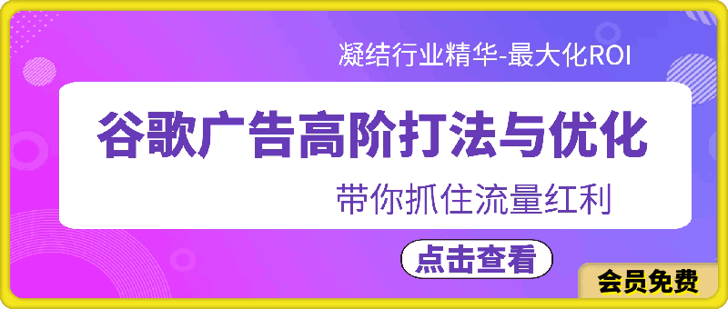 0505谷歌广告高阶打法与优化，凝结行业精华带你抓住流量红利最大化ROI(23节)