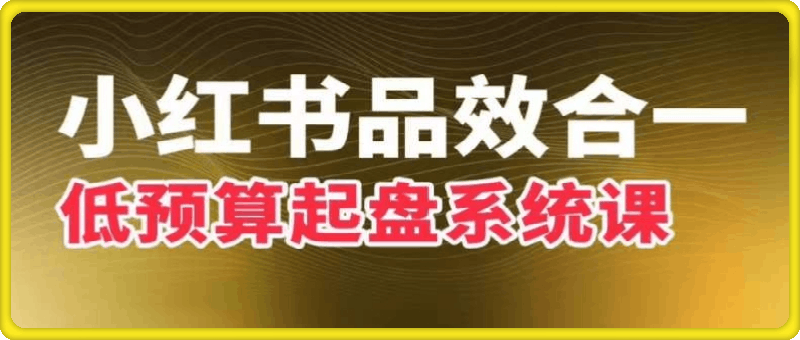 迪安品效合一：小红书低预算起盘系统课·30+节课+6位操盘手一线实操分享(1)