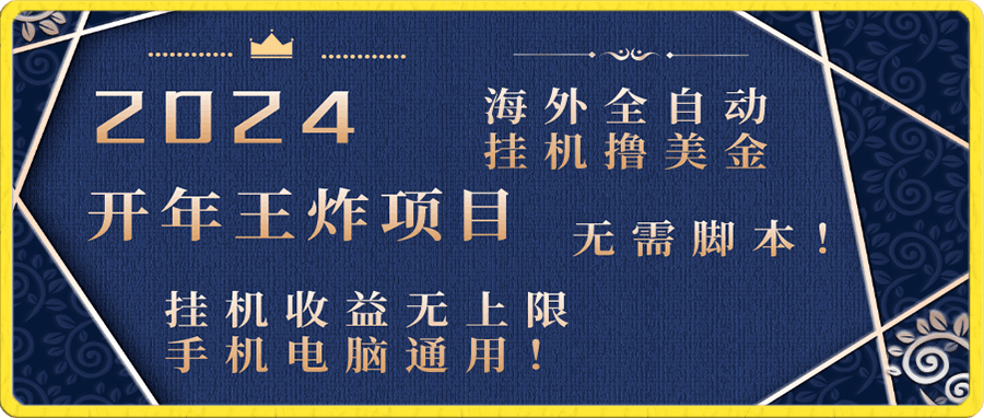 0106-2024开年王炸！海外全自动挂机撸美金项目！手机电脑均可，无需脚本，收益无上限！⭐2024海外全自动挂机撸美金项目！手机电脑均可，无需脚本，收益无上限！