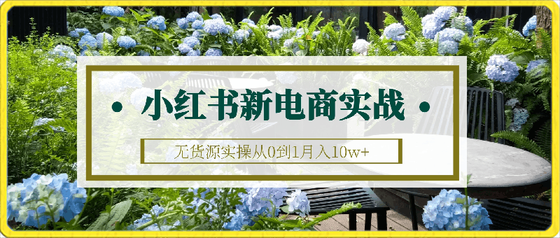 0307小红书新电商实战 无货源实操从0到1月入10w+ 联合抖音放大收益⭐小红书新电商实战，无货源实操从0到1月入10w  ，联合抖音放大