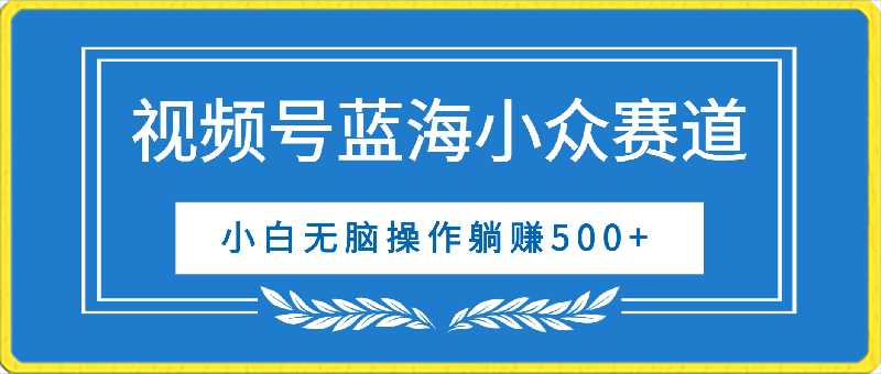 0309视频号蓝海小众赛道，小白一天躺赚500+，全程无脑操作，保姆式教学⭐视频号蓝海小众赛道，小白无脑操作躺赚500