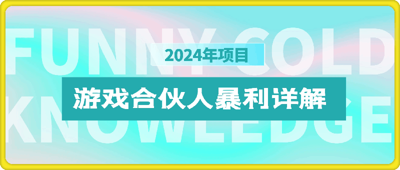 0811-2024游戏合伙人暴利详细讲解