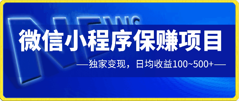 0412微信小程序保赚项目，独家变现，日均收益100~500+