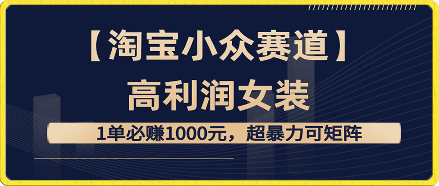 0114【淘宝小众赛道】高利润女装：1单必赚1000元，超暴力可矩阵