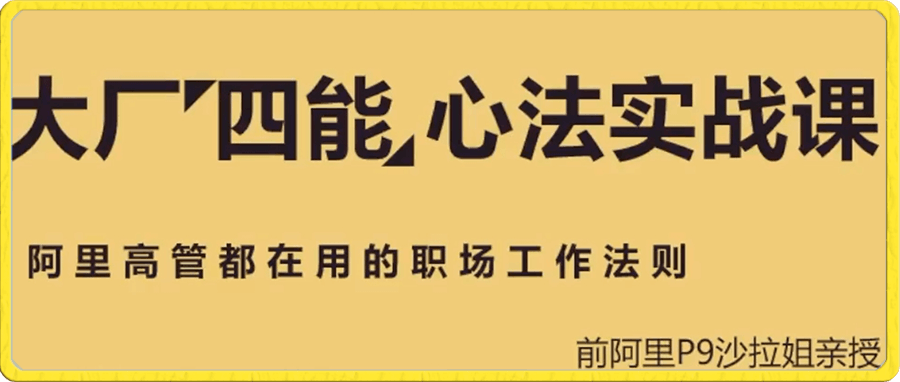 0115沙拉姐大厂四能心法实战课⭐沙拉姐   大厂四能心法实战课