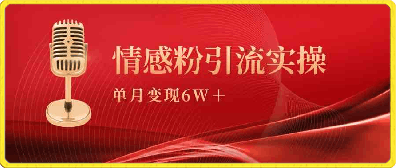 0316单月变现6w+，情感粉引流变现实操课⭐单月变现6w ，情感粉引流变现实操课