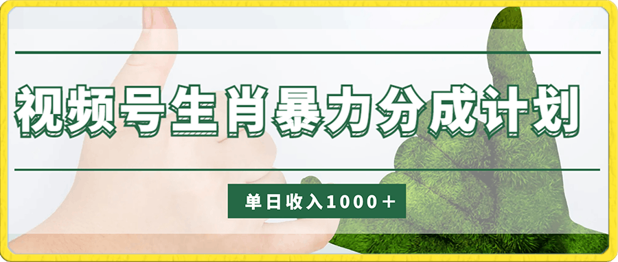 0117视频号最新赛道单日轻松1000＋，生肖暴力玩法，全网首发，自己团队实践跑出⭐独家项目，全网首发，视频号生肖暴力分成计划，单日收入1000＋，保姆式教程，小白轻松上手