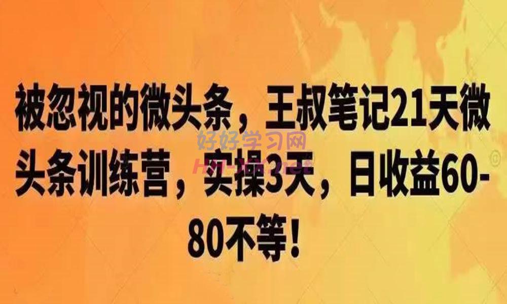 1118微头条项目（被忽视的微头条，王叔笔记21天微头条训练营，实操3天，日收益60-80不等！）⭐王叔笔记微?条头?训练营，实操3天，单号日收益60-80【文档】