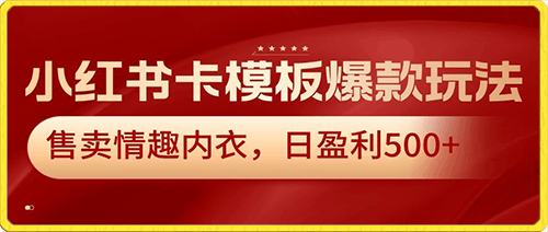 0120小红书卡模板爆款玩法，售卖情趣内衣，日盈利500+【揭秘】⭐小红书卡模板爆款玩法，售卖情趣内衣，日盈利500 【揭秘】