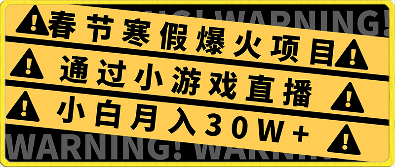 0122-2024年春节寒假爆火项目，普通小白如何通过小游戏直播做到月入30W+