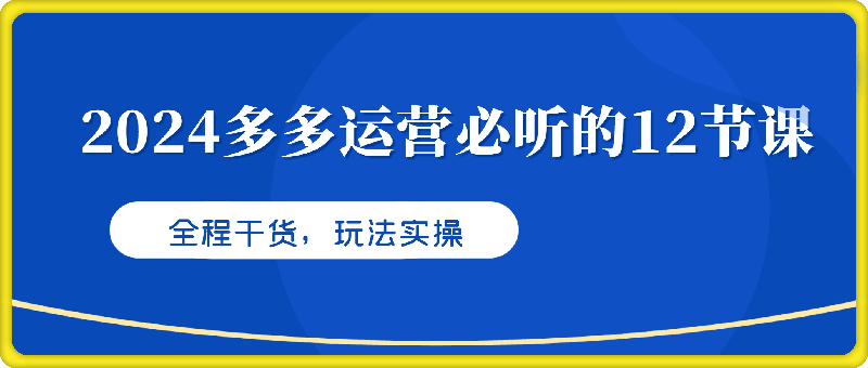 0923-老陶 2024多多运营必听的12节课