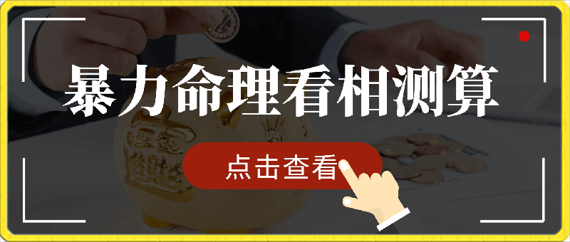 0325暴力命理看相测算，每日100精准粉，小白三天上手，日入1000