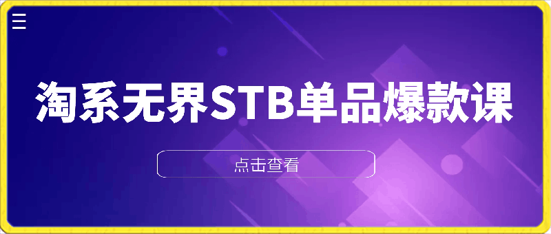 0225钟伟志·淘宝无界STB单品爆款课⭐钟伟志-淘系无界STB单品爆款课