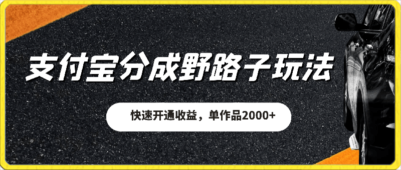 0228支付宝分成最新野路子玩法，快速开通收益，单作品2000+