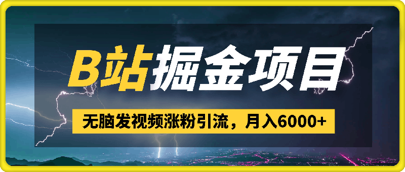 1028B站掘金项目，无脑发视频涨粉引流，月入6000+