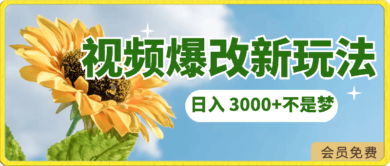 0430视频爆改新玩法，日入 3000+不是梦⭐视频爆改新玩法，日入 3000 不是梦