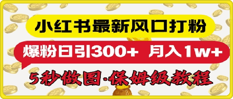 1125小红书最新图文打粉，5秒做图教程，爆粉日引300+