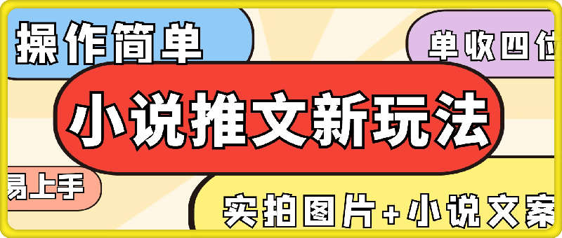 1126-小说推文新玩法，实拍图片+小说文案，操作简单易上手，单条视频收益四位数⭐小说推文新玩法，实拍图片 小说文案，操作简单易上手，单条视频收益四位数