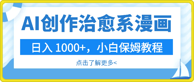 1205-AI 创作治愈系漫画，日入 1000+，小白保姆教程