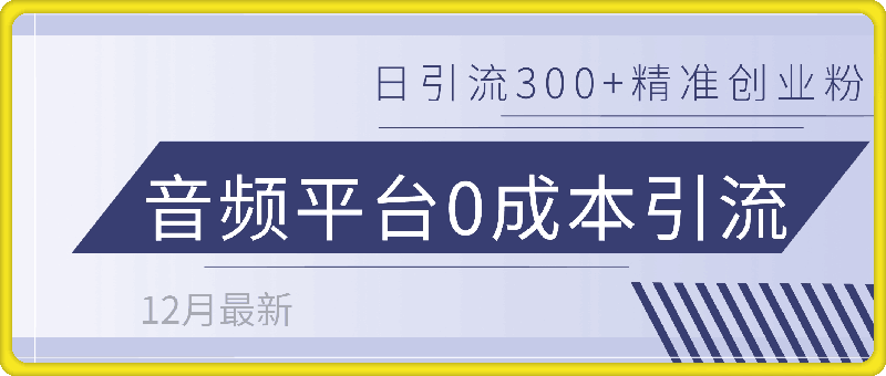 1213-12月最新：音频平台0成本引流，日引流300+精准创业粉