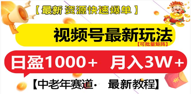 视频号独家玩法，老年养生赛道，无脑搬运爆款视频，日入2000+