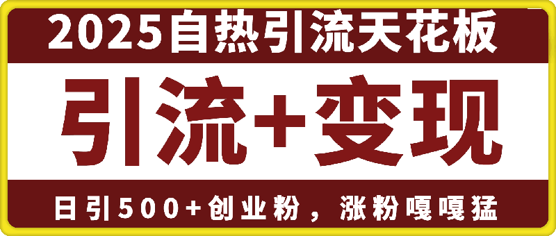 1229-2025自热引流天花板，一条视频能带来四位数的收益，引流+变现双管齐下，日引500+创业粉，涨粉嘎嘎猛