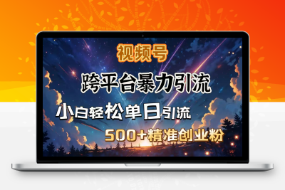 视频号跨平台暴力引流，小白轻松单日引流500＋精准创业粉