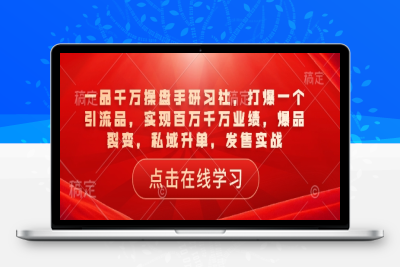 6698-044-20250207-一品千万操盘手研习社，打爆一个引流品，实现百万千万业绩，爆品裂变，私域升单，发售实战