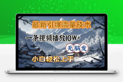 最新引爆流量技术，一条视频播放10W＋，无脑发，小白轻松上手